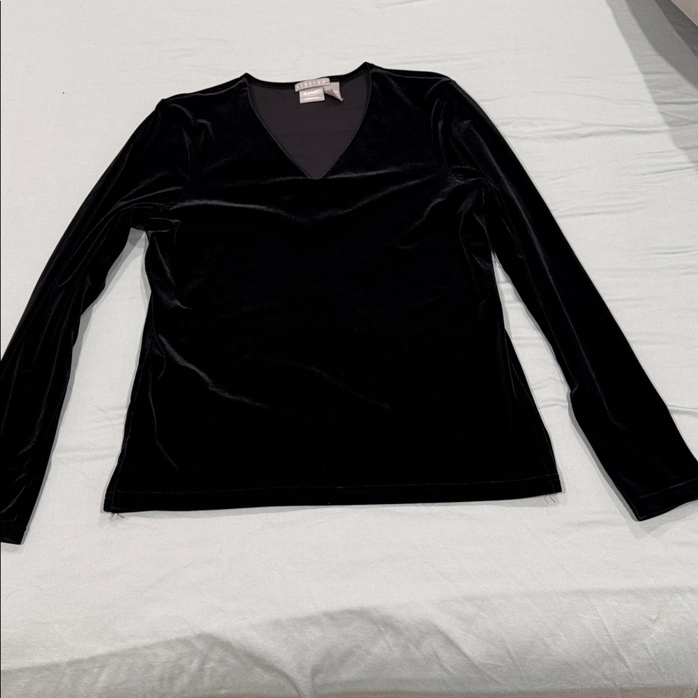 Old Navy collection Black Velvet Long Sleeve Blouse Sz Small